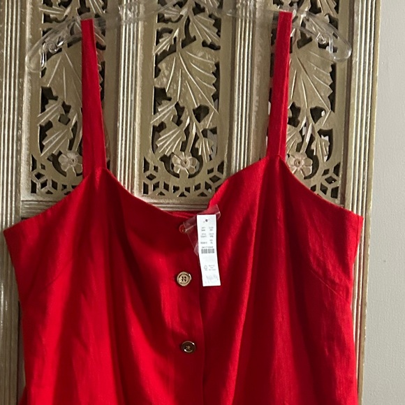 🔥NEW J. Crew Vintage Red Claudia Mini Dress in linen NWT Holidays Gold Buttons - Picture 6 of 11